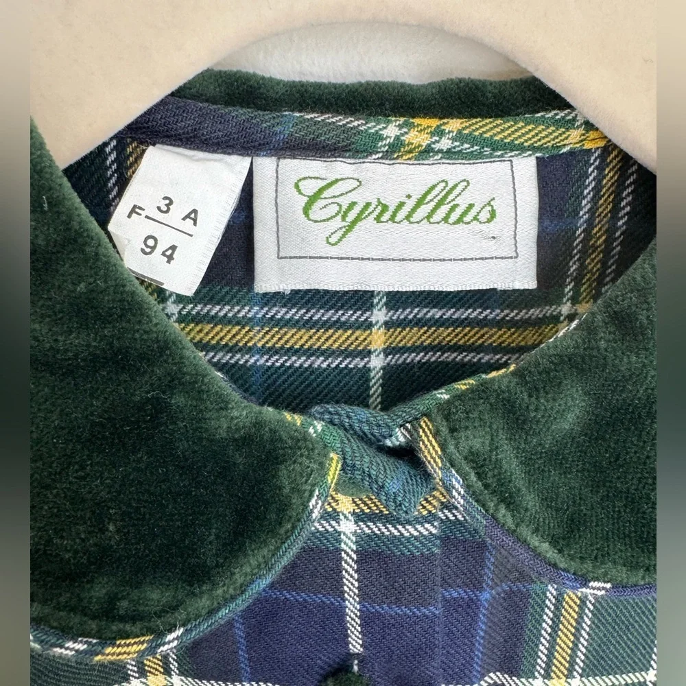 Cyrillus Vintage Girls Plaid Dress Peter Pan Collar Size 3T